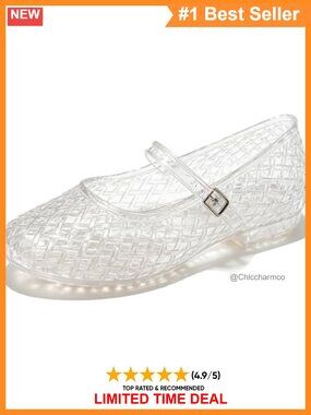 Women Mary Jane Jelly Mesh Flats Closed Toe Adjustable Buckle Strap Sandals